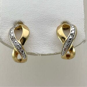 Beautiful JCM 925 Sterling Silver Gold Tone Diamond Earrings Stunning